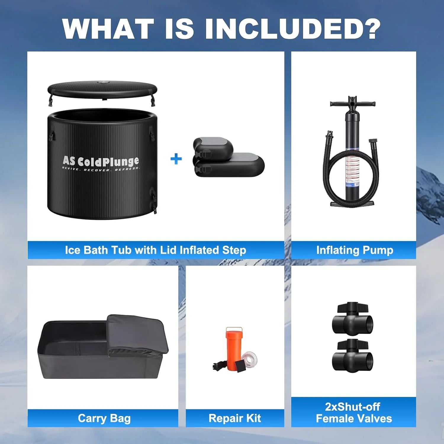 XL Ice Bath Tub for Cold Plunge, 120 Gal Ice Plunge Tub with Insulated Lid, Step Stool, Portable Inflatable Ice Pod Plunge Barrel, Easy Chiller Connection, Cold Therapy Indoor Outdoor