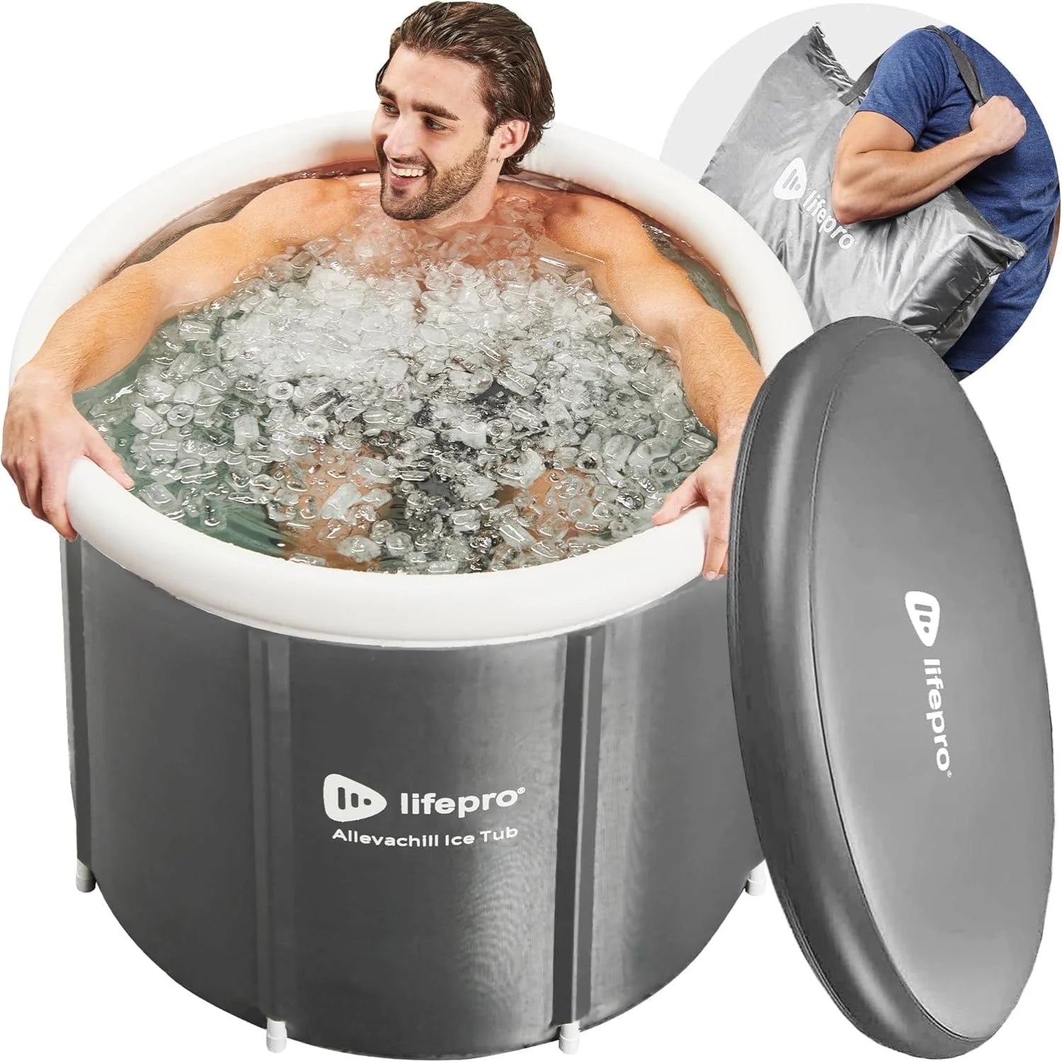 Cold Plunge Tub for Ice Bath and Recovery, Portable Bathtub for Adults - Gray