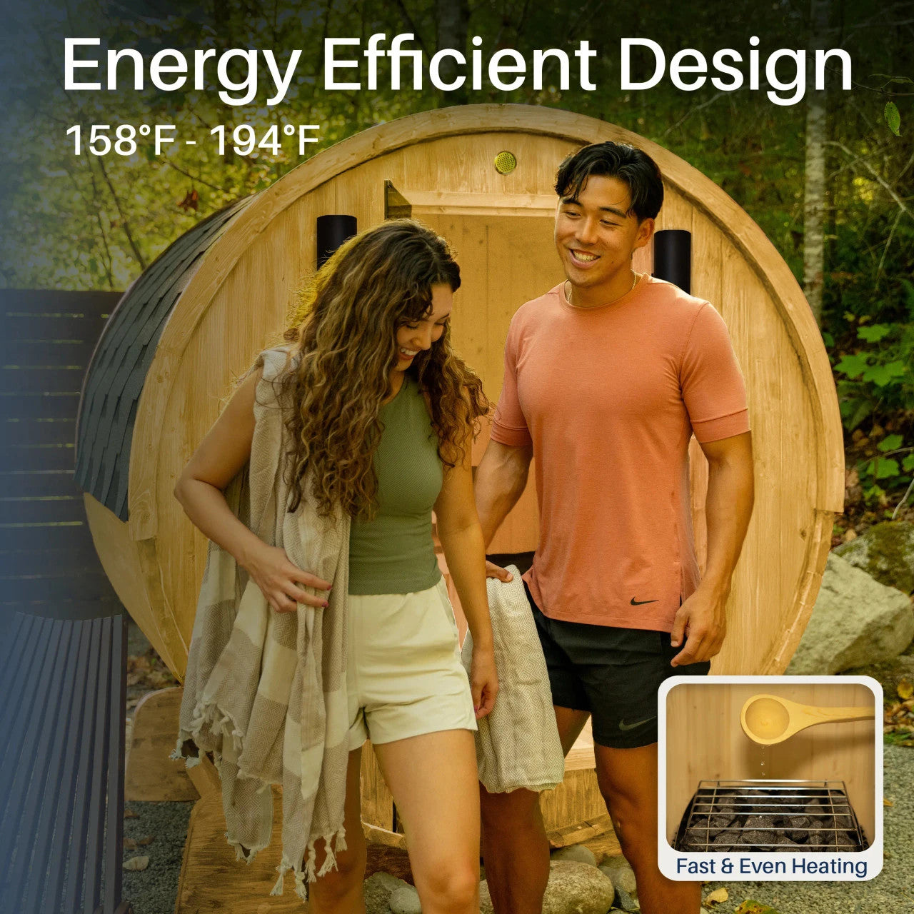 Anémona 3-4 Person Outdoor Finland Pine Traditional Barrel Wet/Dry Sauna