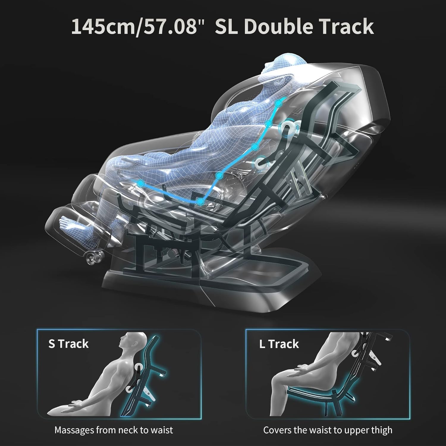 Zero Gravity Massage Chair SL Track, Full Body Air Massage Recliner with Body Scan 3D Robots Hand Waist Heater Foot Roller Thia Yoga for House Office, Brown, 56.69’’ X 33.85’’ X 46.45’’