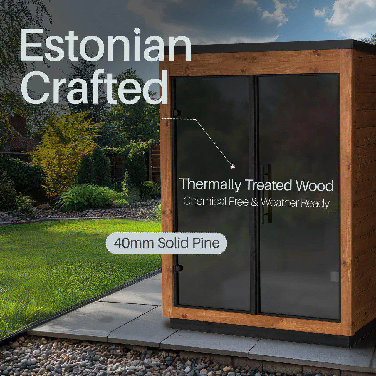 Aris 2-Person Outdoor Thermowood Traditional Wet/Dry Sauna