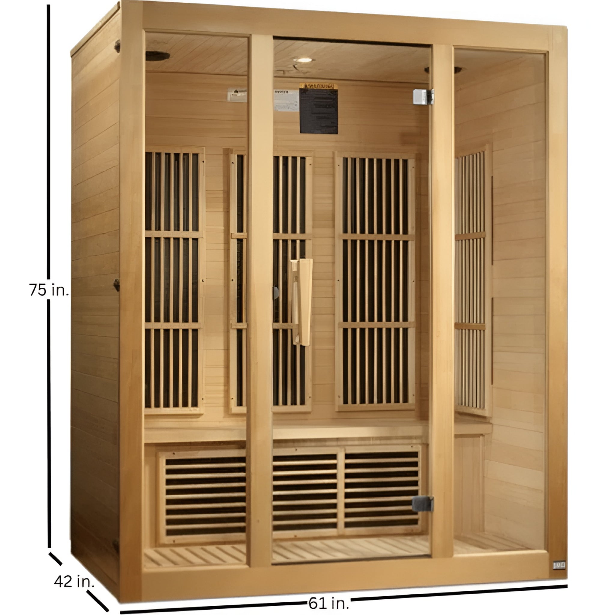 Dynamic Bellevue 3-Person FAR Infrared Sauna with Bluetooth in Canadian Hemlock