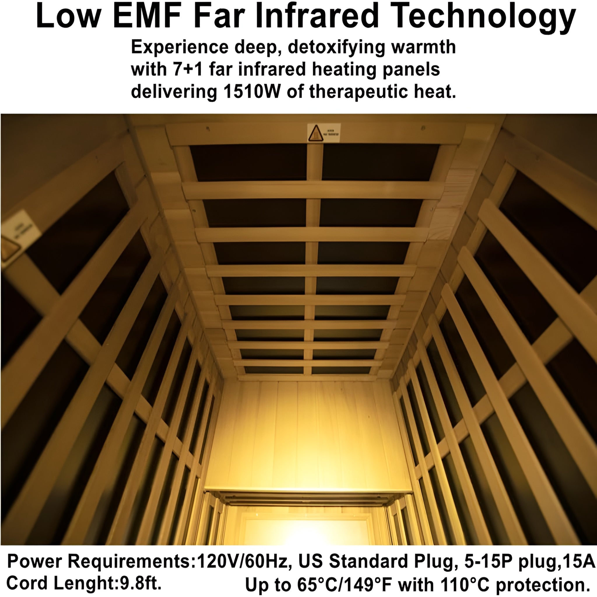 Far Infrared Sauna Room 1-2 Person Infrared Home Saunas, 8 Low EMF Heating Panels, 1510 Watts Red Cedar Wood Sauna with Door Heating Panel, LCD Display-Control, Blue-Tooth Audio, Outdoor Lamp