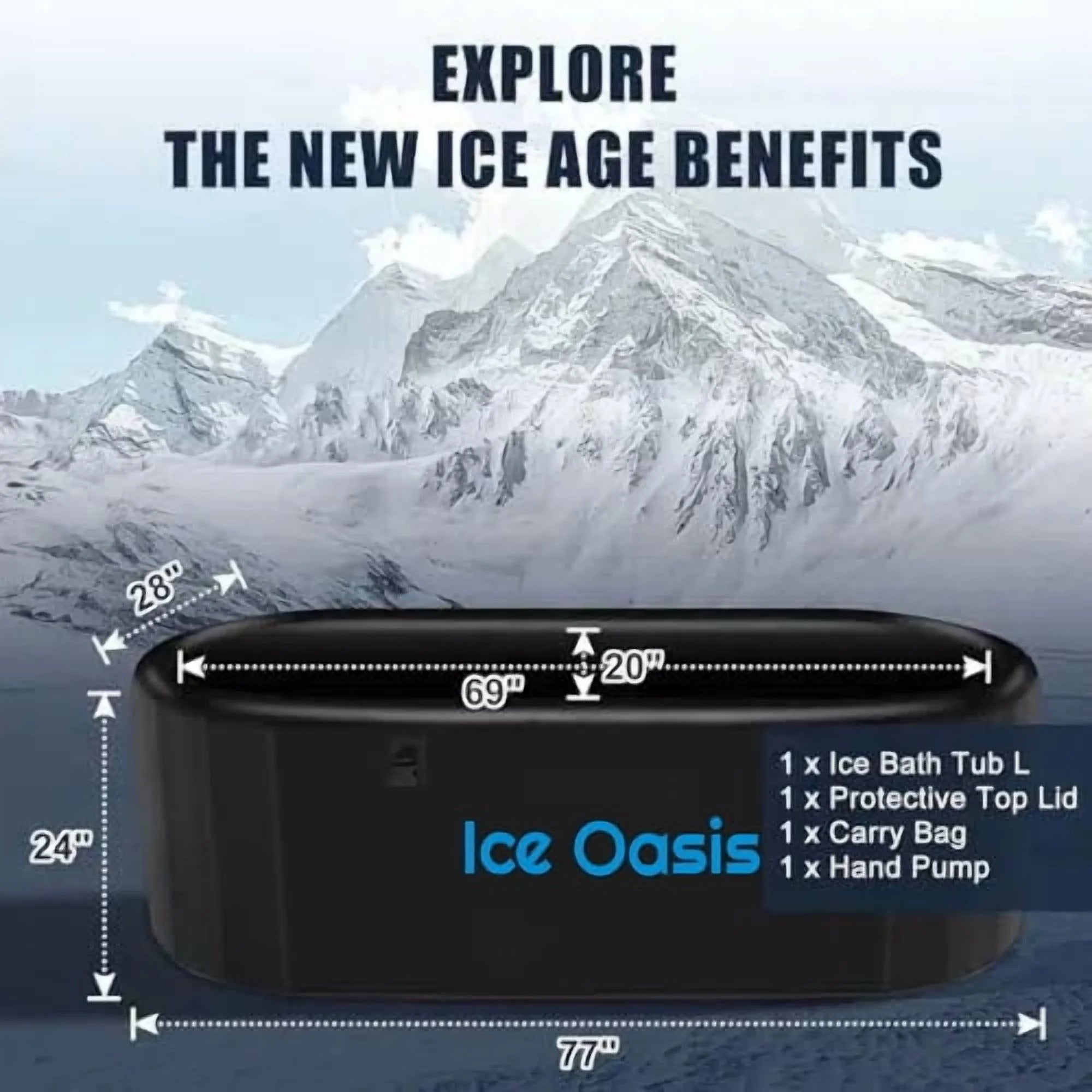 Ice Bath Tub with Water Chiller Compatibility- XL Cold Plunge Tub for Athletes - Outdoor, Portable, Inflatable - Recovery PRO 77" X 28"X 28"