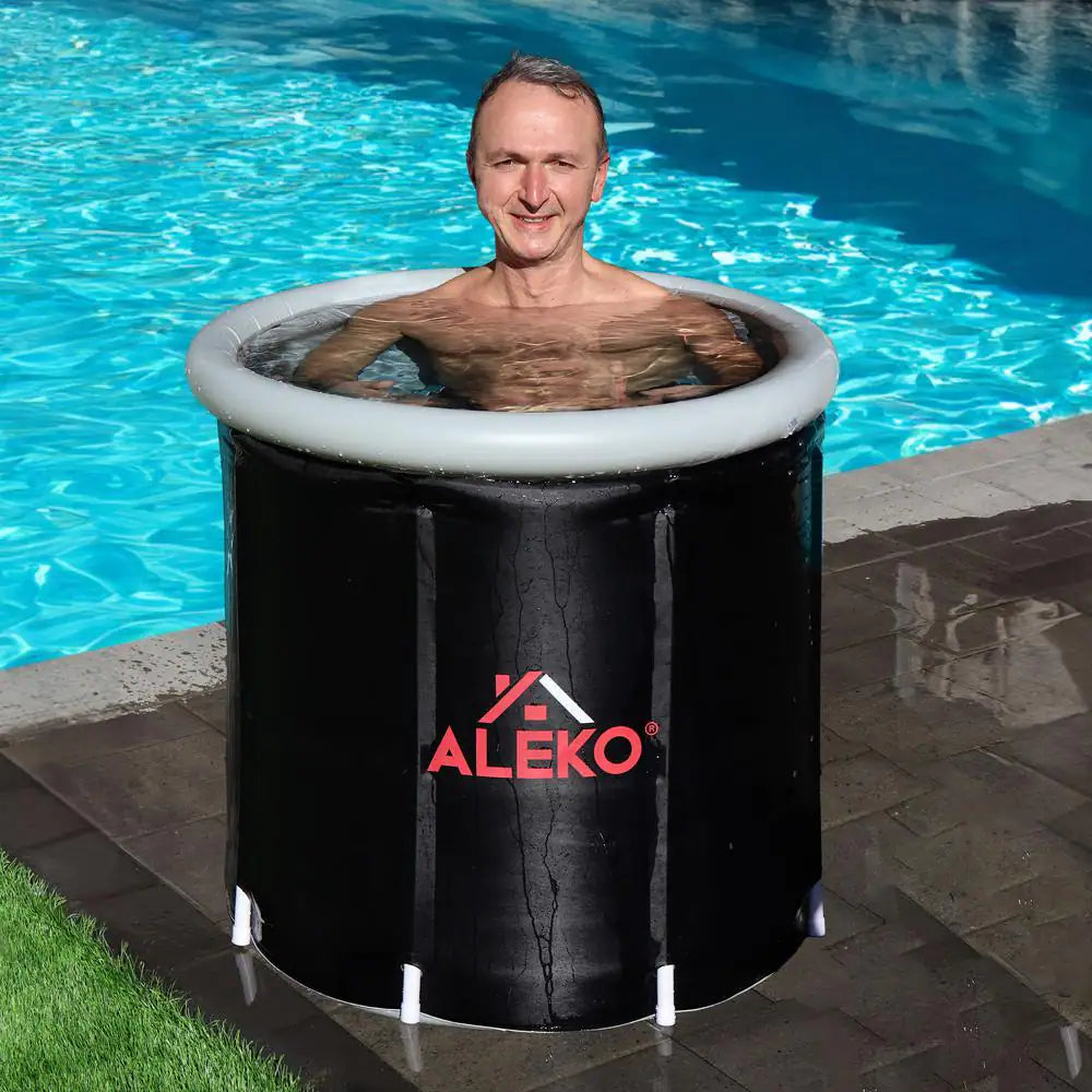 Portable Ice Bath 1-Person 0-Jet Cold Tub/Hot Tub Spa with Cover and Carry Bag