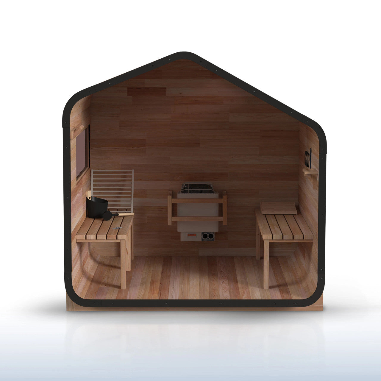 Bluet 6-Person Outdoor Red Cedar Traditional Wet/Dry Sauna with Black Accents