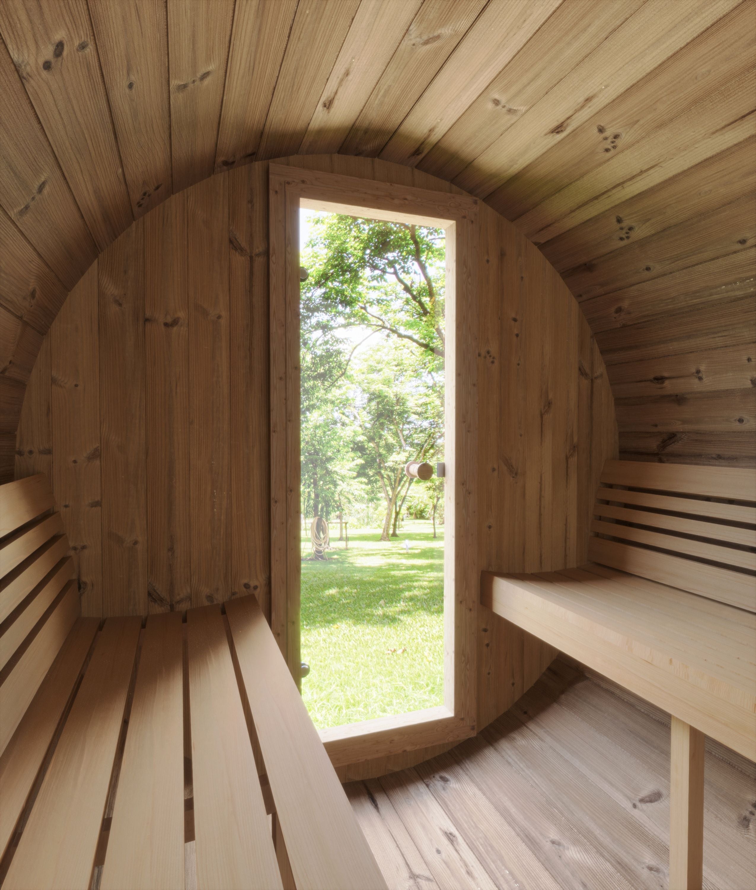 SaunaLife Model E7W 4-Person Outdoor Barrel Sauna