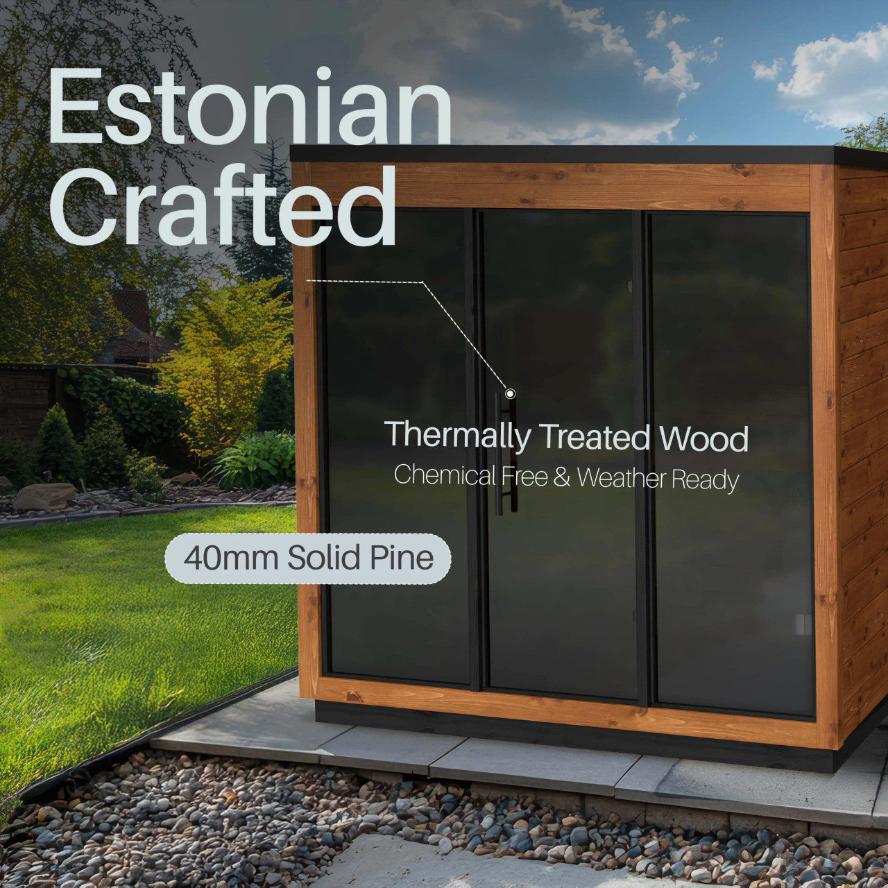 Aris 4-Person Outdoor Thermowood Traditional Wet/Dry Sauna