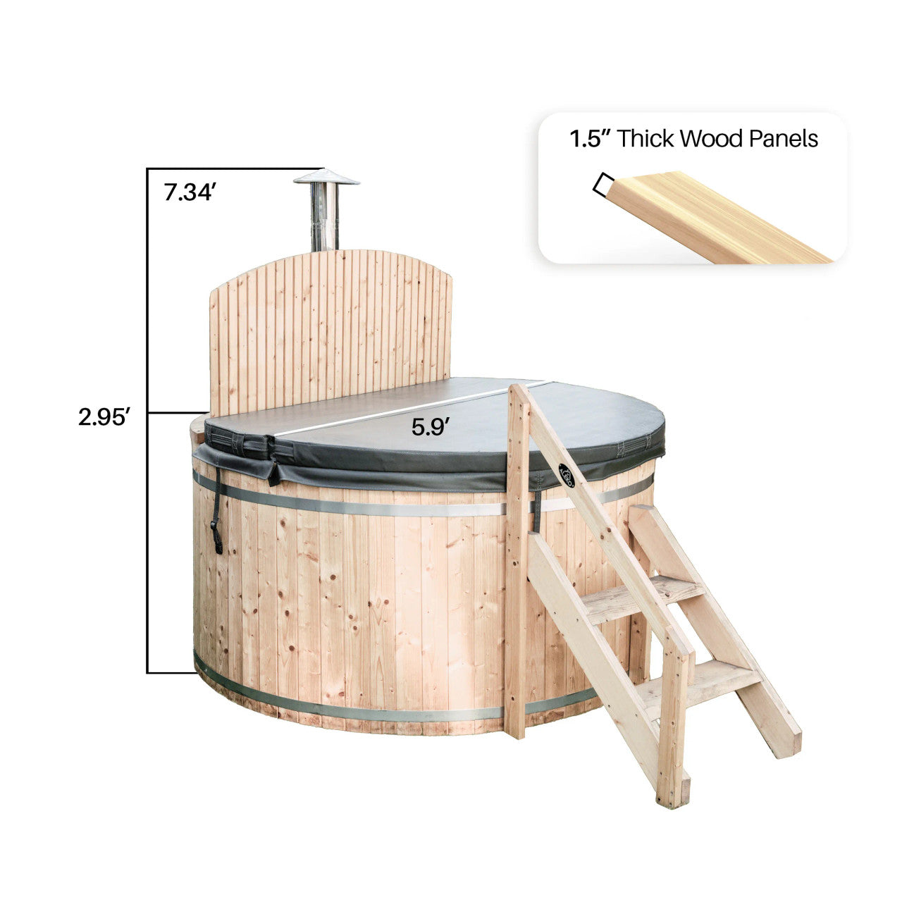 Wood-Fired Pine Hot Tub & Ice Bath – 4-5 Person