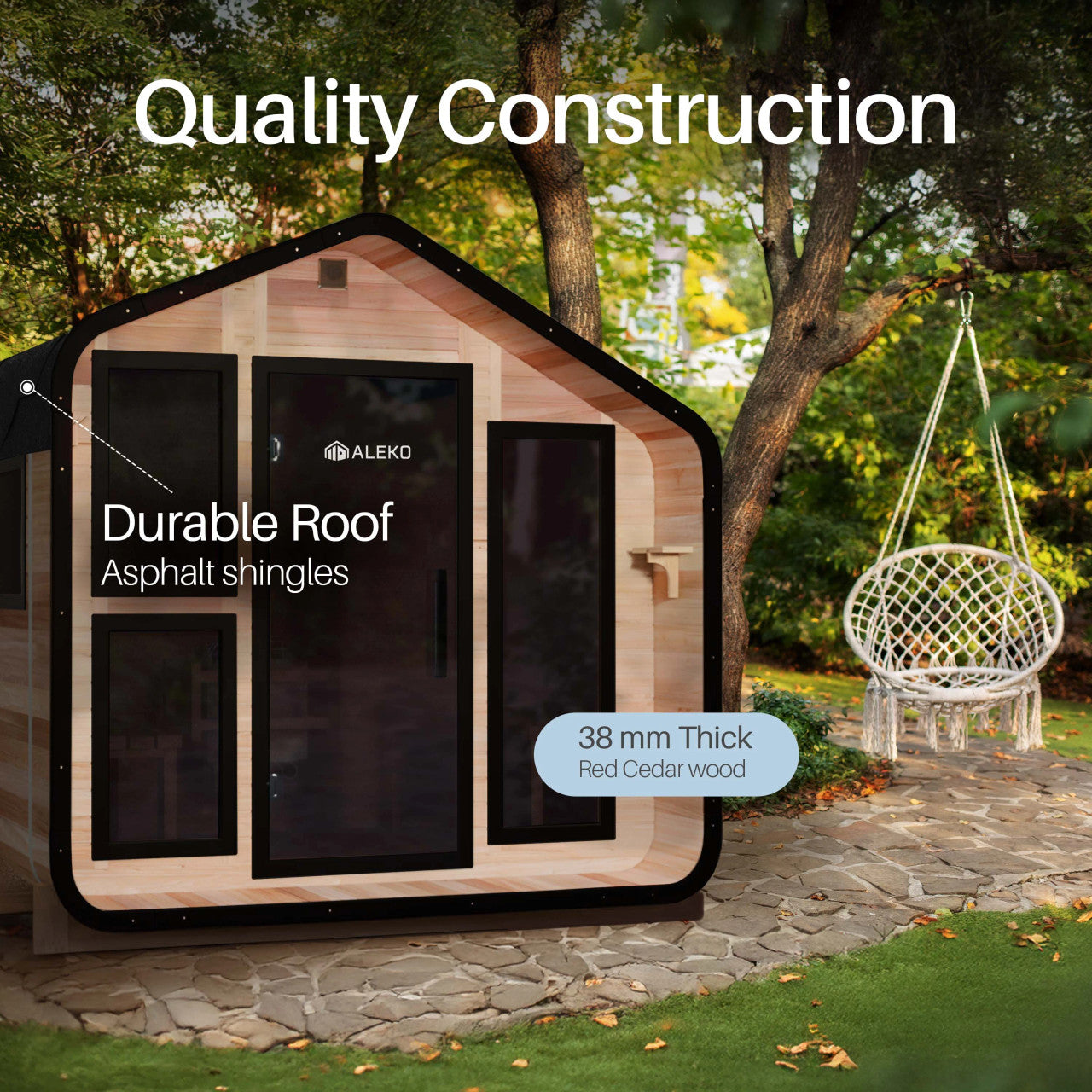 Bluet 6-Person Outdoor Red Cedar Traditional Wet/Dry Sauna with Black Accents