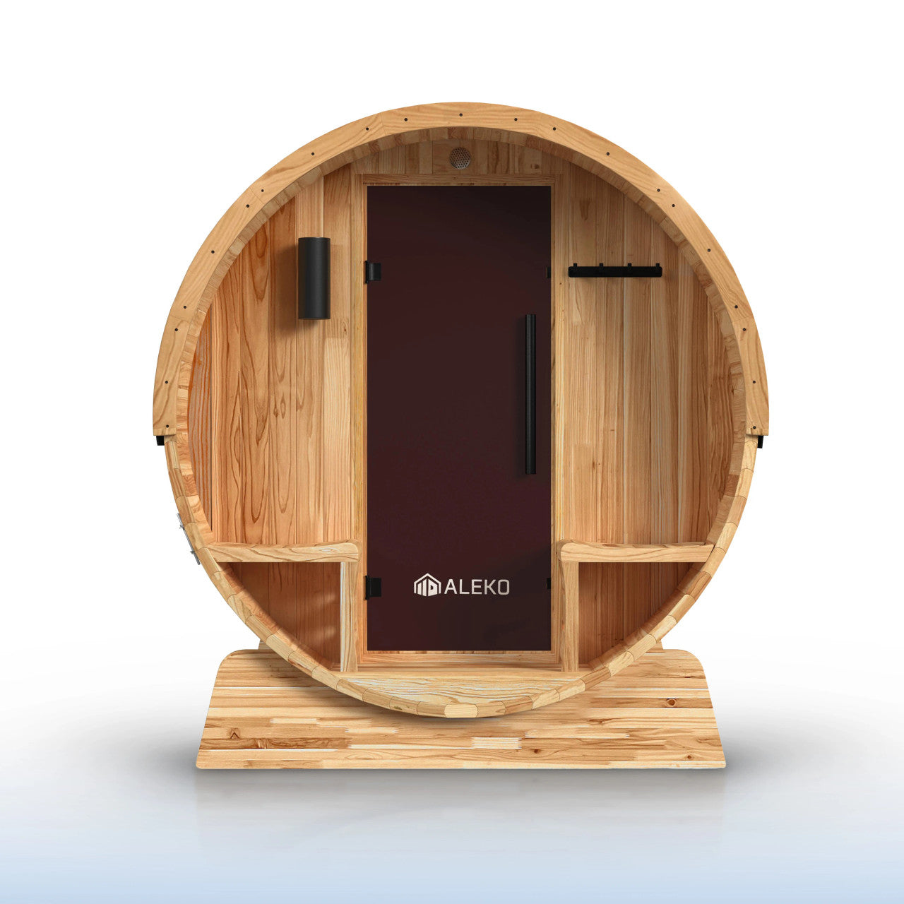Liatris 5-6 Person Outdoor Rustic Cedar Traditional Barrel Wet/Dry Sauna with Porch
