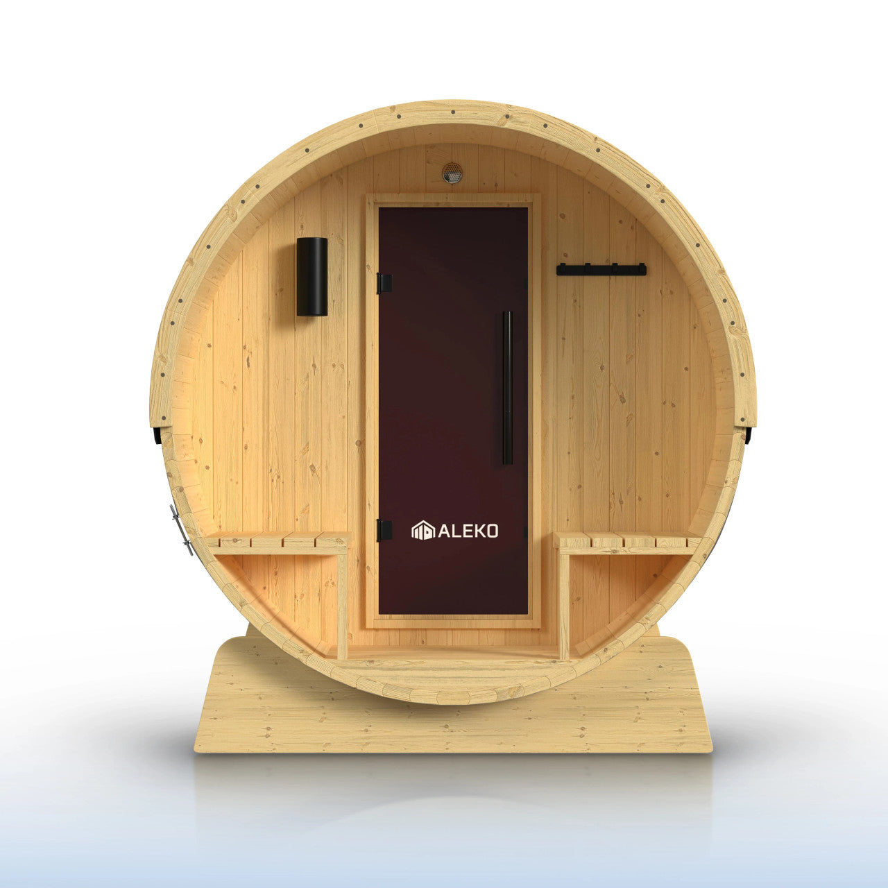 Anemona 6-8 Person Outdoor Finland Pine Traditional Barrel Wet/Dry Sauna with Porch