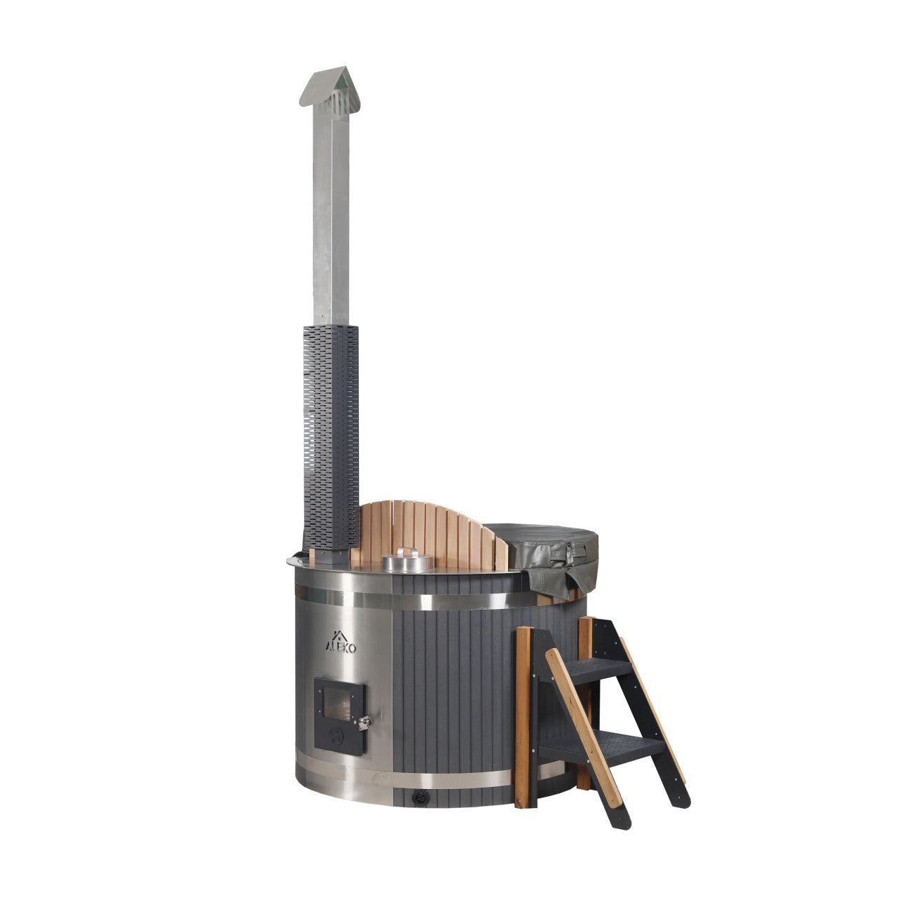 Stainless Steel Hot Tub & Cold Plunge Tub with Wood-Fired Heater – 1-3 People