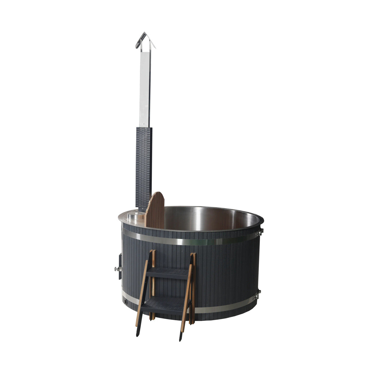 Stainless Steel Hot Tub & Cold Plunge Tub with Wood-Fired Heater – 3-5 People