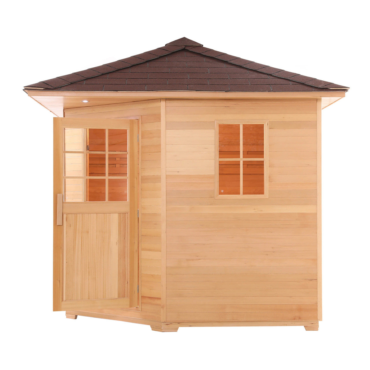 8-Person Outdoor Canadian Hemlock Traditional Wet/Dry Sauna with Asphalt Roof