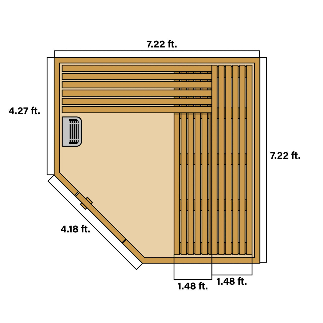 8-Person Outdoor Canadian Hemlock Traditional Wet/Dry Sauna with Asphalt Roof