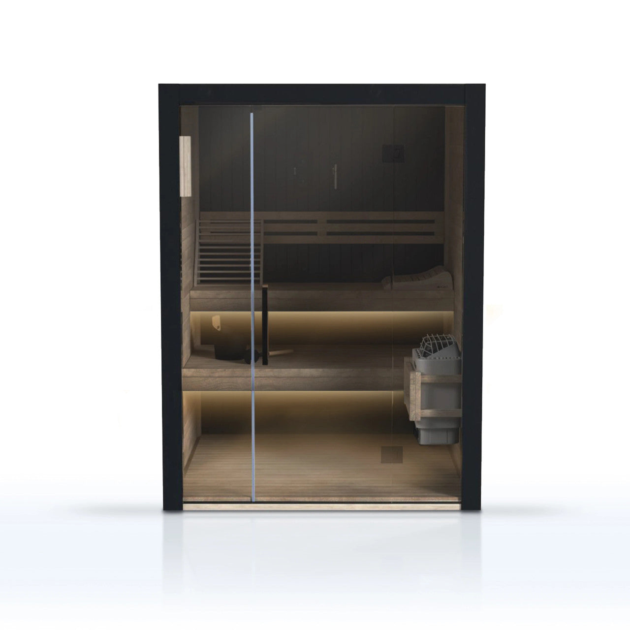 Orchid 3-Person Indoor Canadian Hemlock Traditional Wet/Dry Sauna with Black Finish