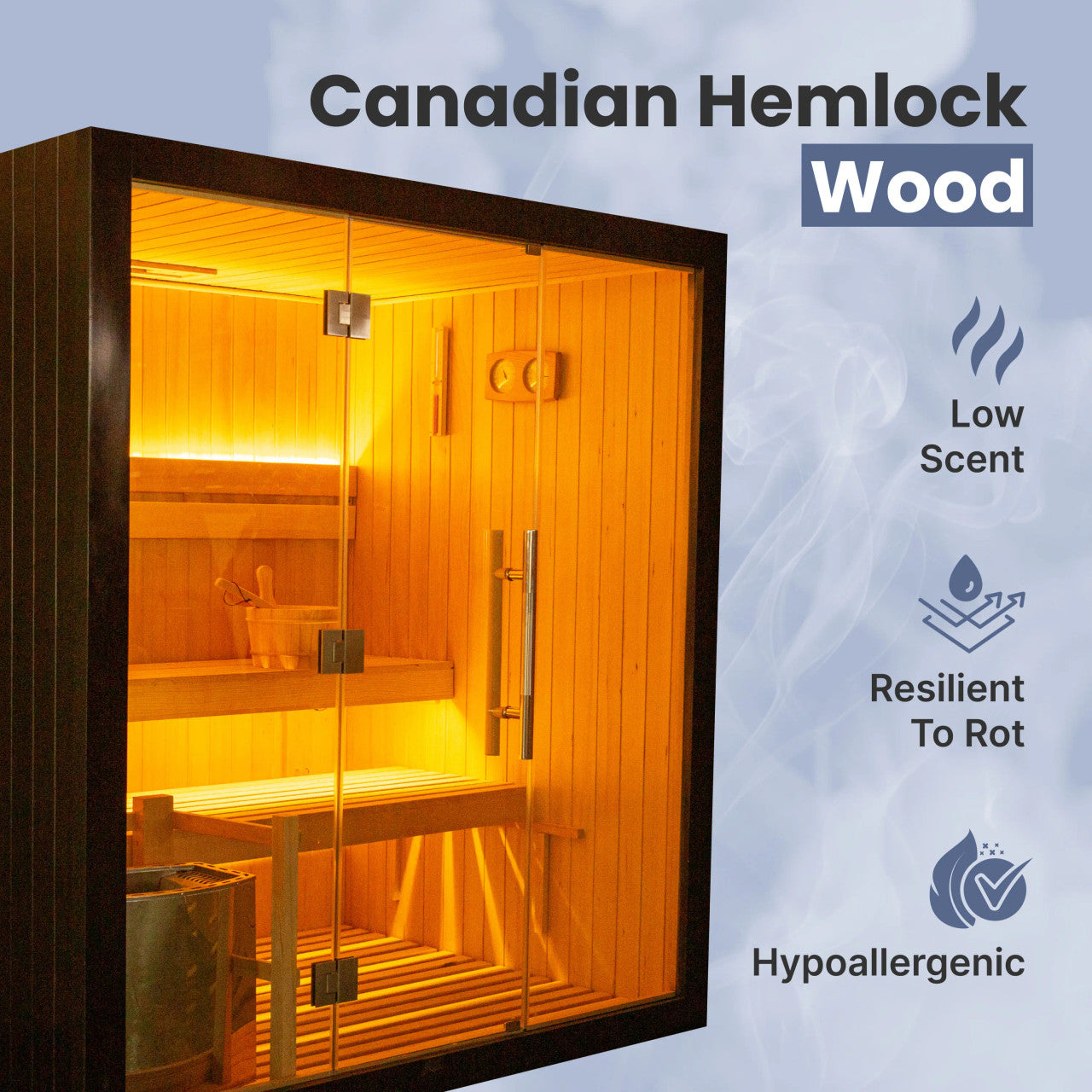 4-Person Indoor Canadian Hemlock Traditional Wet/Dry Sauna with Black Finish