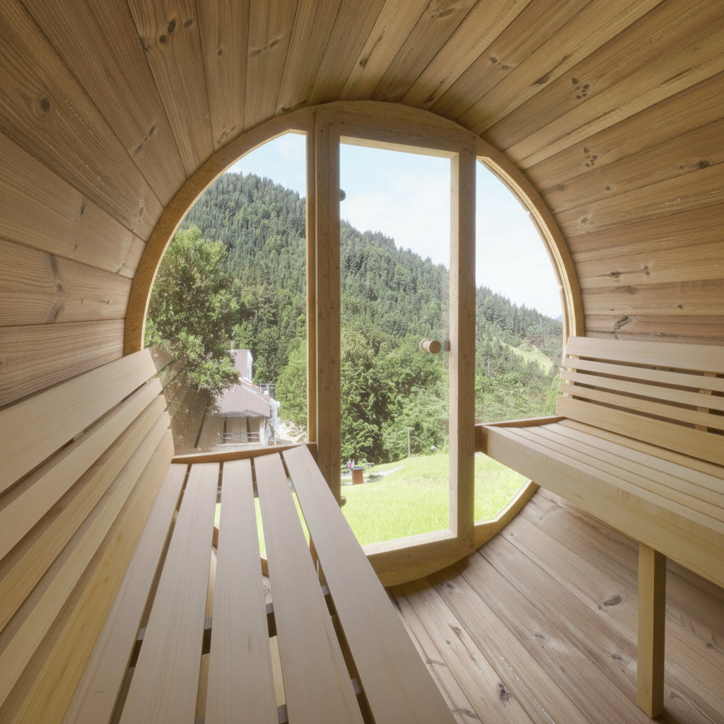 SaunaLife Model E7G 4-Person Outdoor Barrel Sauna