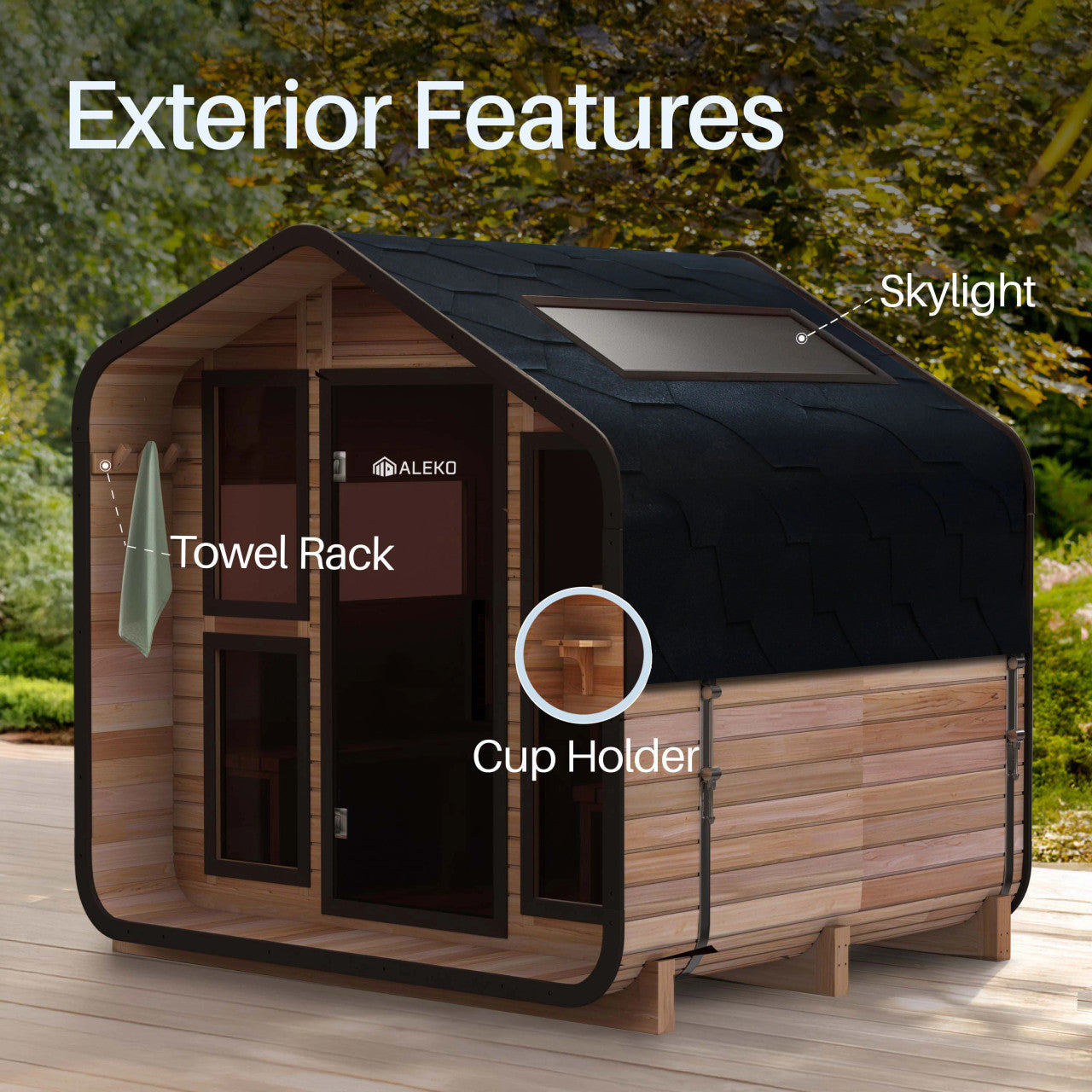 Bluet 6-Person Outdoor Red Cedar Traditional Wet/Dry Sauna with Black Accents