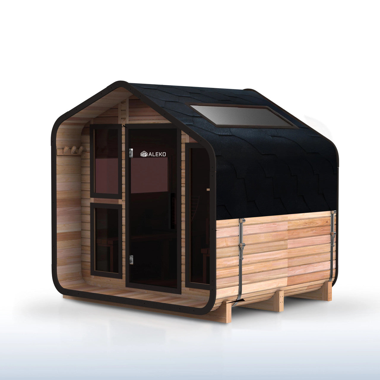Bluet 6-Person Outdoor Red Cedar Traditional Wet/Dry Sauna with Black Accents