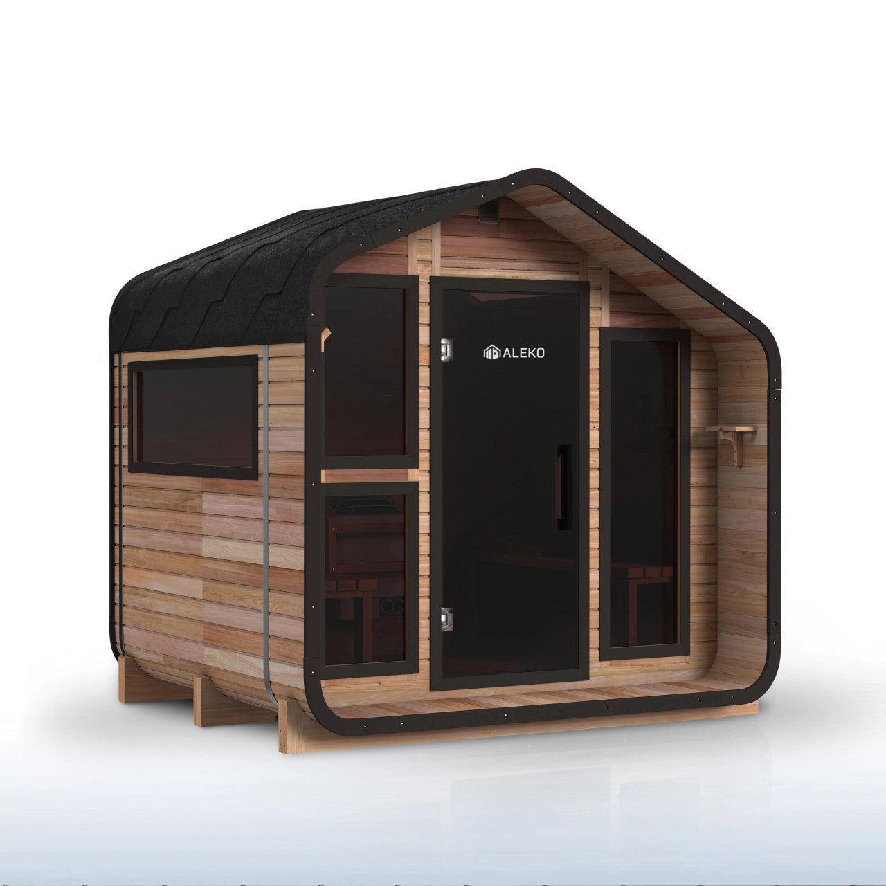 Bluet 6-Person Outdoor Red Cedar Traditional Wet/Dry Sauna with Black Accents