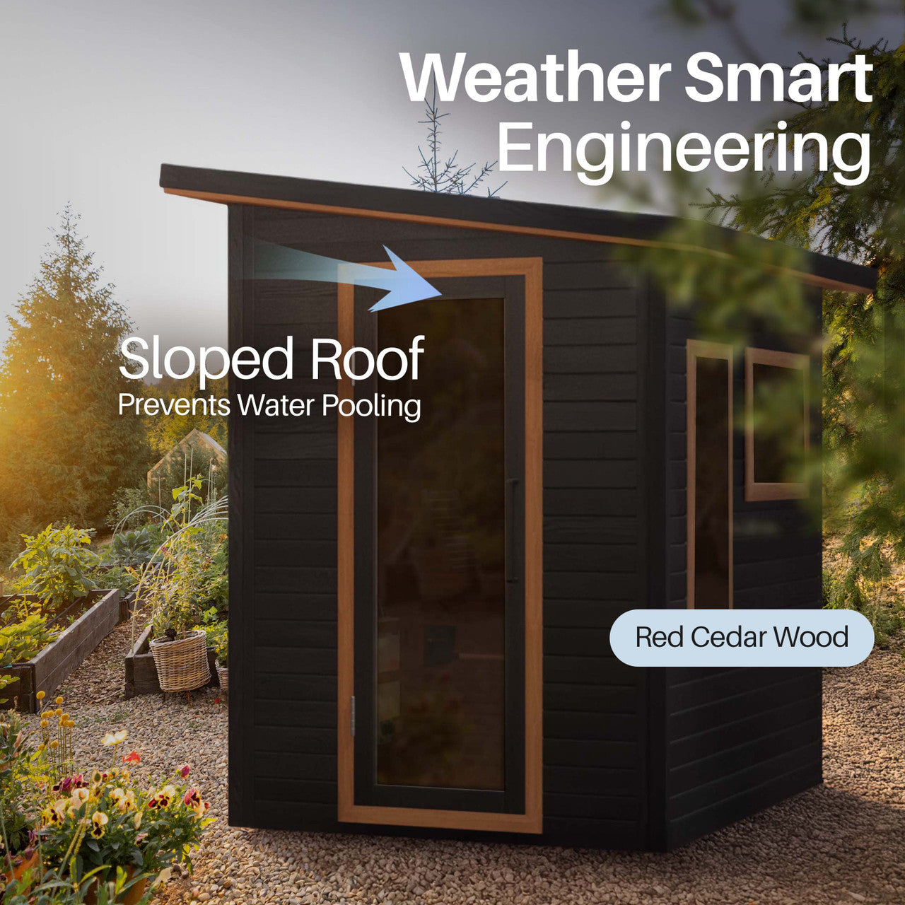 Selenia 4-Person Outdoor Red Cedar Traditional Wet/Dry Sauna with Black Accents