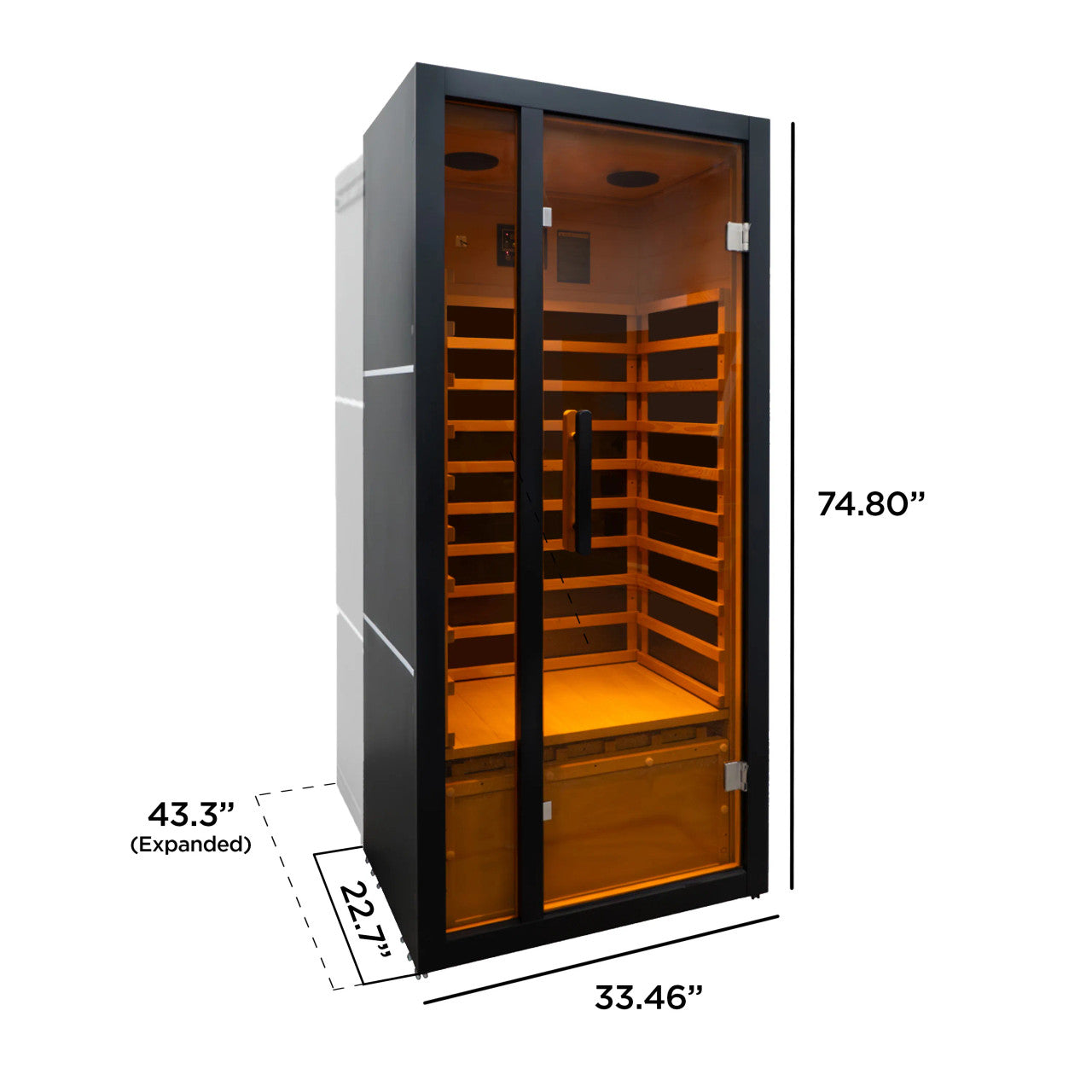 Oasis 1-Person Indoor Canadian Hemlock Infrared Sauna – Black Finish