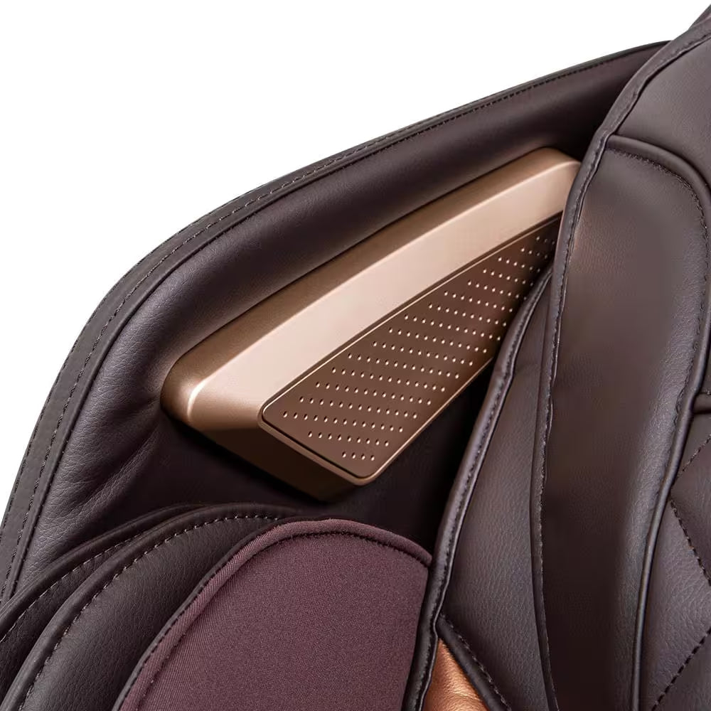 Prestige Series Brown Faux Leather Reclining 3D Massage Chair with Foot Rollers and Heated Seat