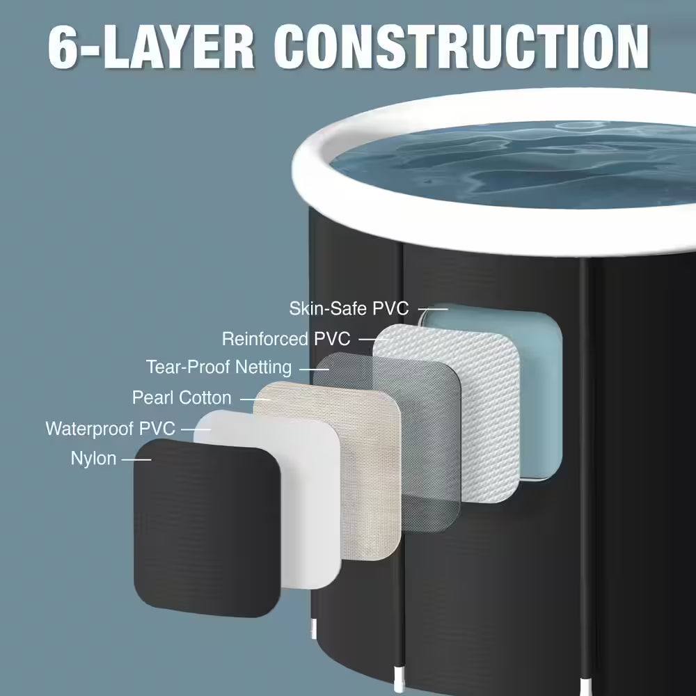 Portable Ice Bath 1-Person 0-Jet Cold Tub/Hot Tub Spa with Cover and Carry Bag