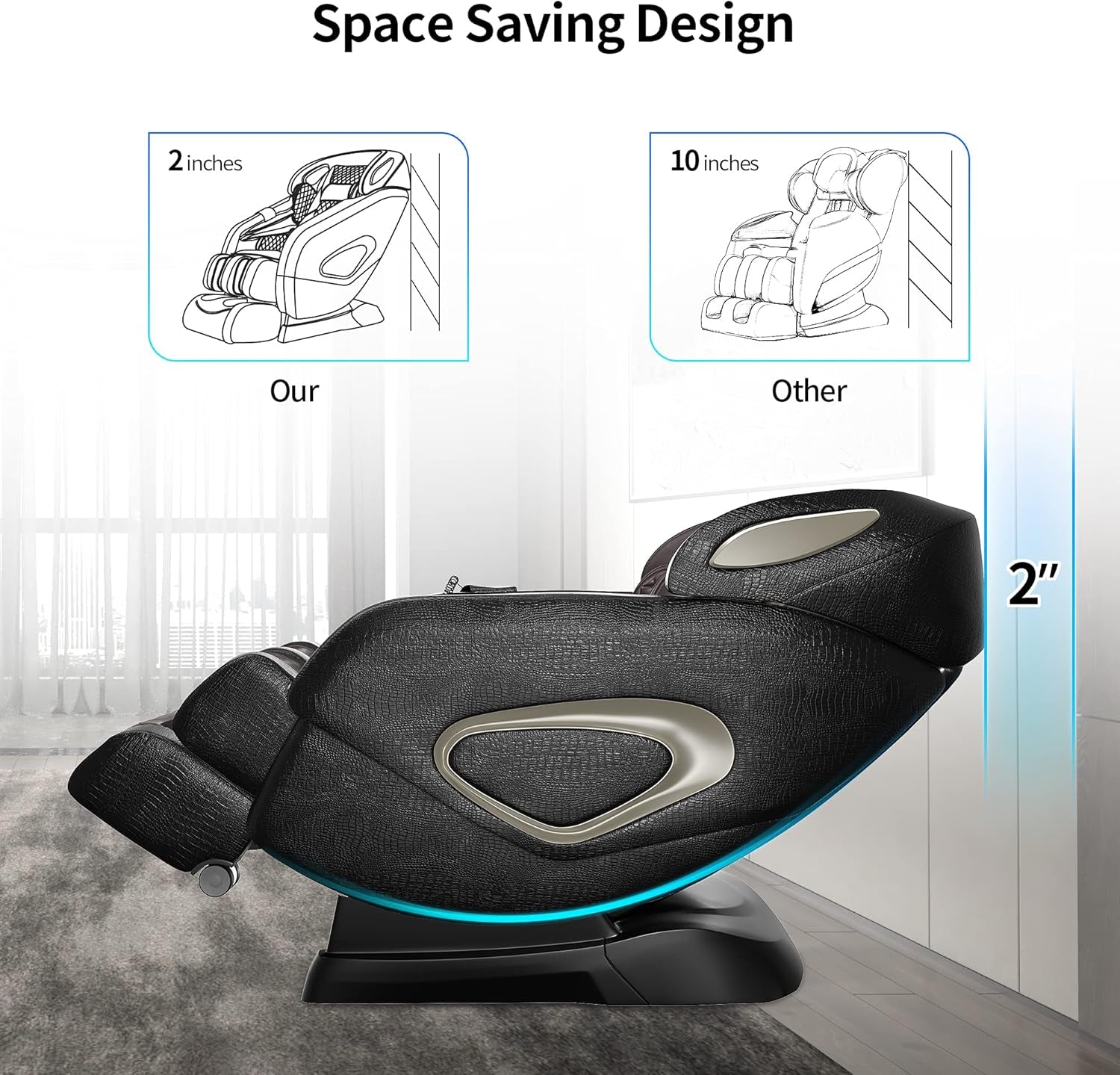 Zero Gravity Massage Chair SL Track, Full Body Air Massage Recliner with Body Scan 3D Robots Hand Waist Heater Foot Roller Thia Yoga for House Office, Brown, 56.69’’ X 33.85’’ X 46.45’’