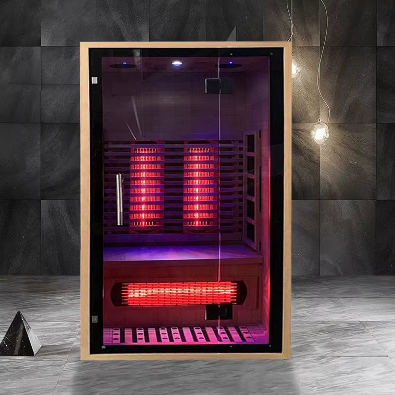 Full Spectrum Infrared Sauna Indoor Red Light Therapy Canadian Hemlock Wood Home Spa Saunas for 2 Person