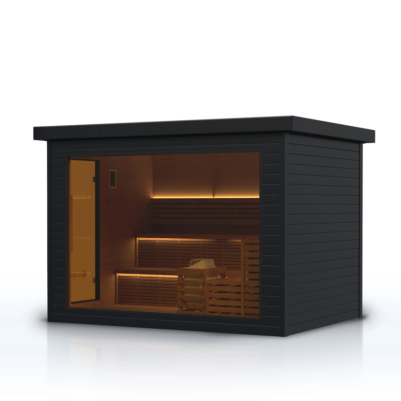 Camellia 7-8 Person Outdoor Red Cedar Traditional Wet/Dry Sauna with Black Finish