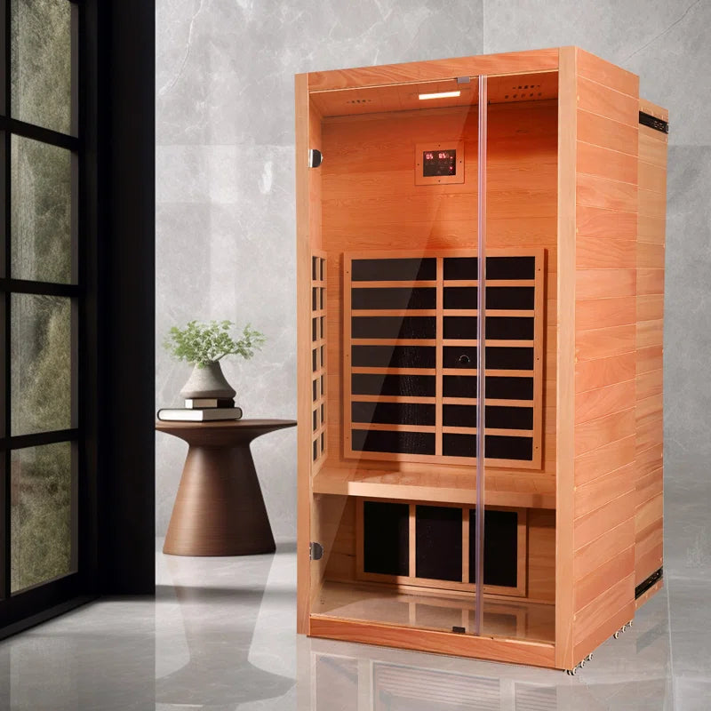 1-Person Extendable Indoor FAR Infrared Sauna Bluetooth Compatible with 6 Carbon Heaters