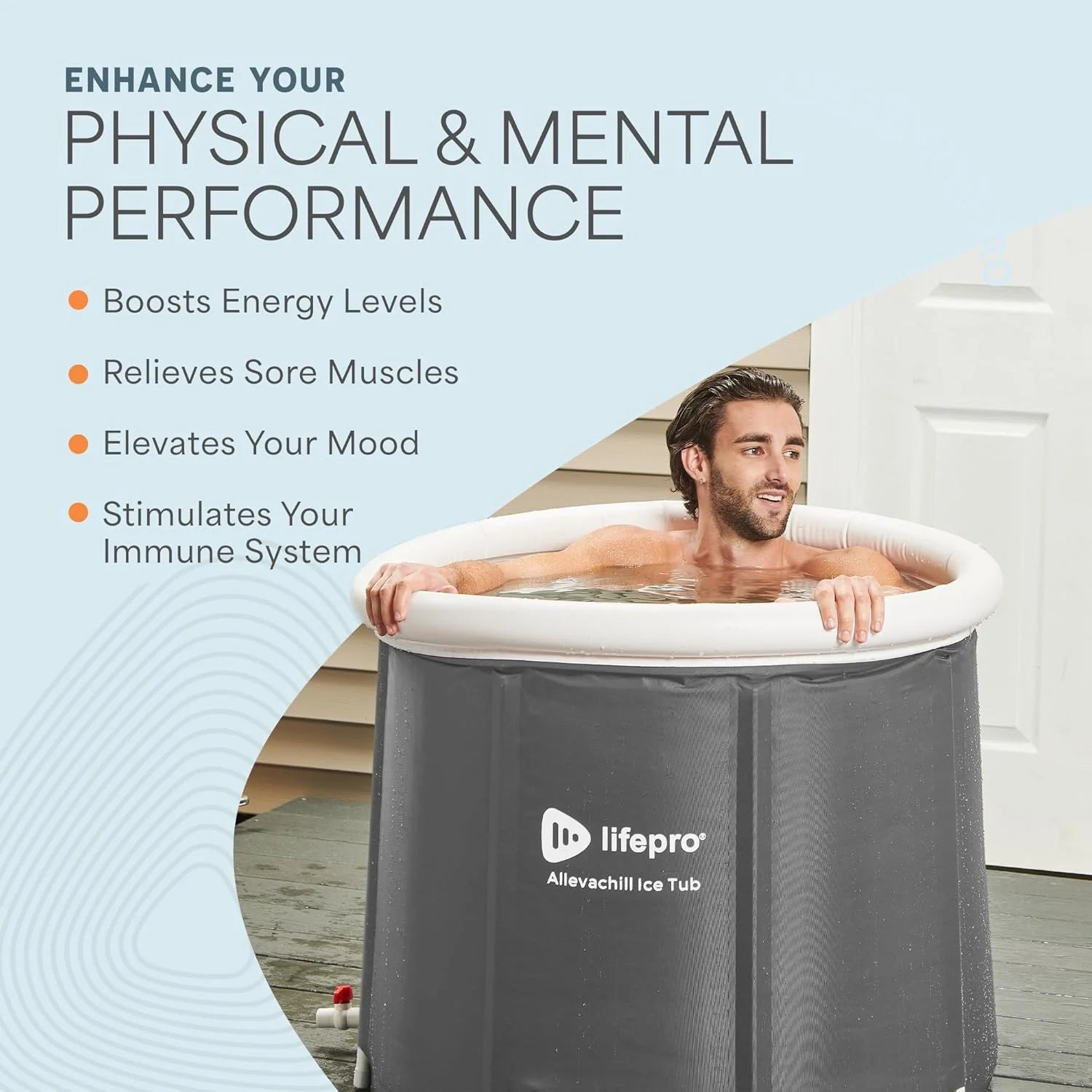 Cold Plunge Tub for Ice Bath and Recovery, Portable Bathtub for Adults - Gray