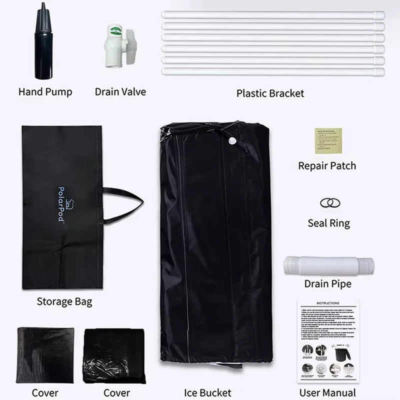 Portable Recovery Ice Bath Tub with Lid and Cover Inflatable round Ice Plunge for Athletes