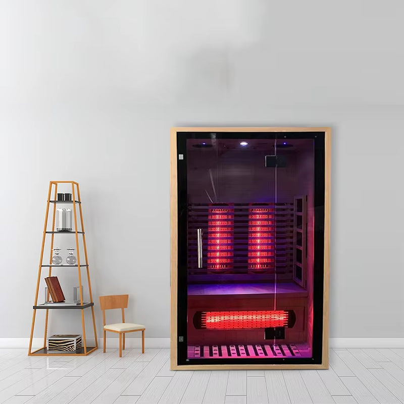 Full Spectrum Infrared Sauna Indoor Red Light Therapy Canadian Hemlock Wood Home Spa Saunas for 2 Person
