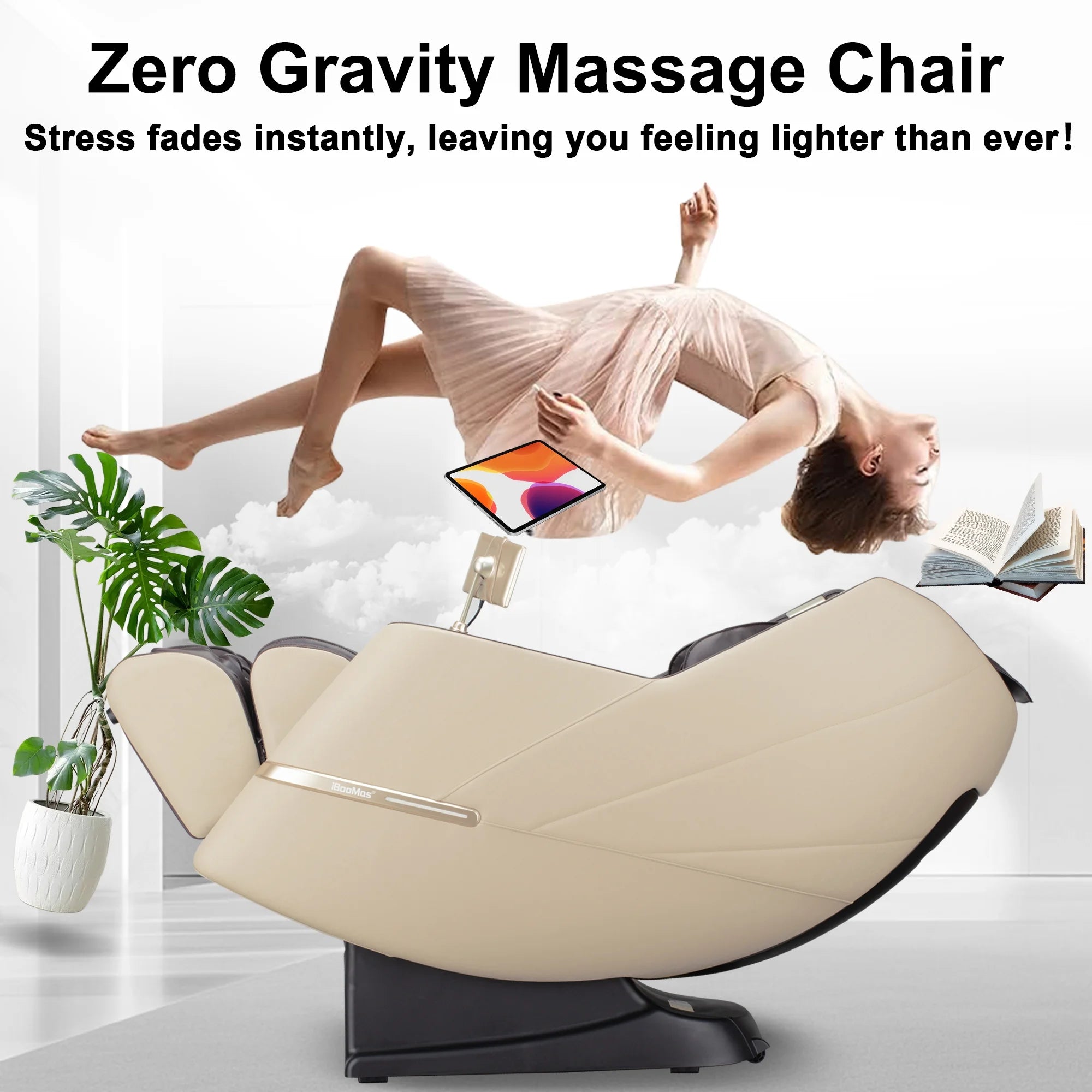 4D Massage Chair Full Body Zero Gravity, Massage Chairs and Recliners with Heated, SL Track, Bluetooth, APP Controller(Beige)