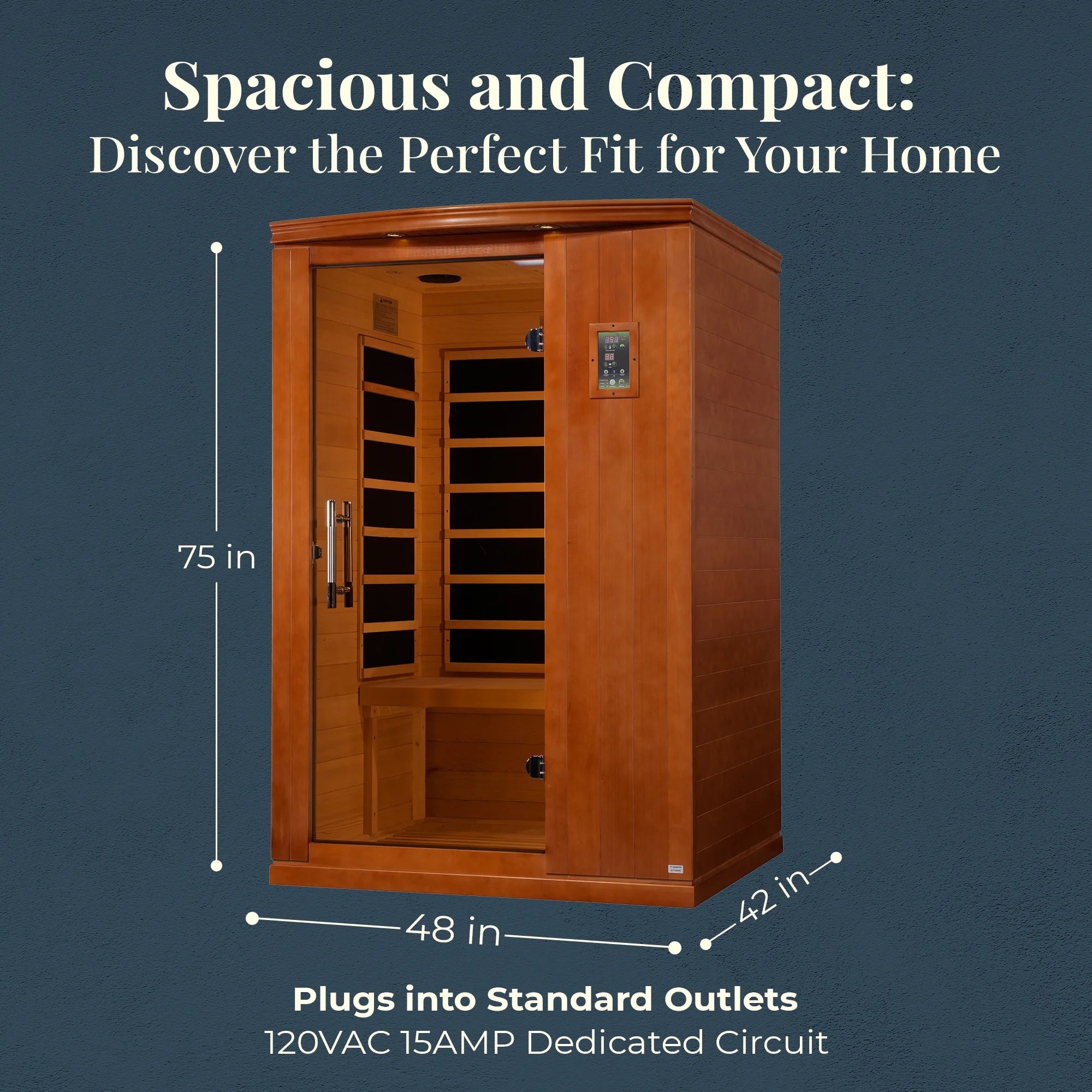 Venice 2-Person Low EMF FAR Infrared Sauna, Canadian Hemlock