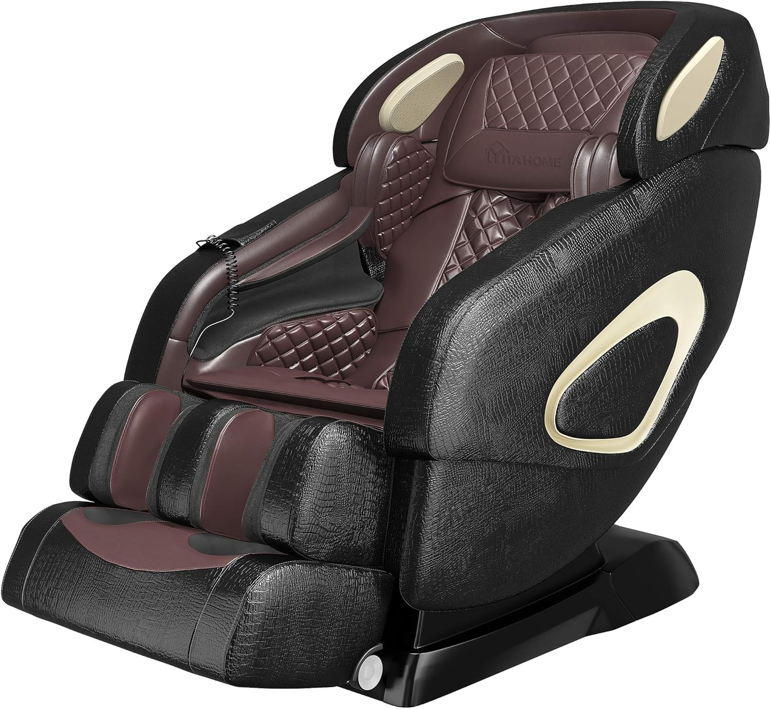 Zero Gravity Massage Chair SL Track, Full Body Air Massage Recliner with Body Scan 3D Robots Hand Waist Heater Foot Roller Thia Yoga for House Office, Brown, 56.69’’ X 33.85’’ X 46.45’’