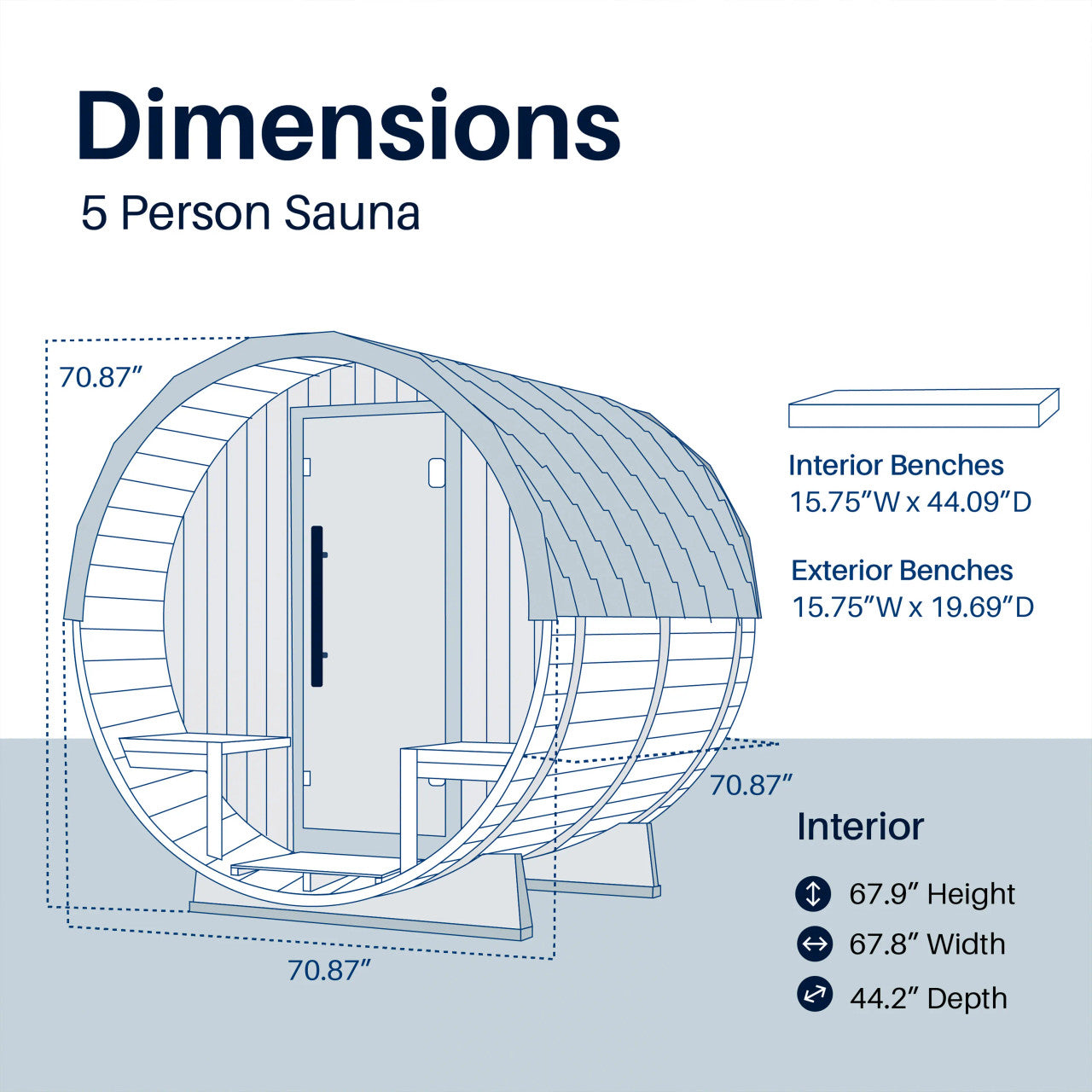 Aster 3-5 Person Outdoor Red Cedar Traditional Barrel Wet/Dry Sauna with Porch