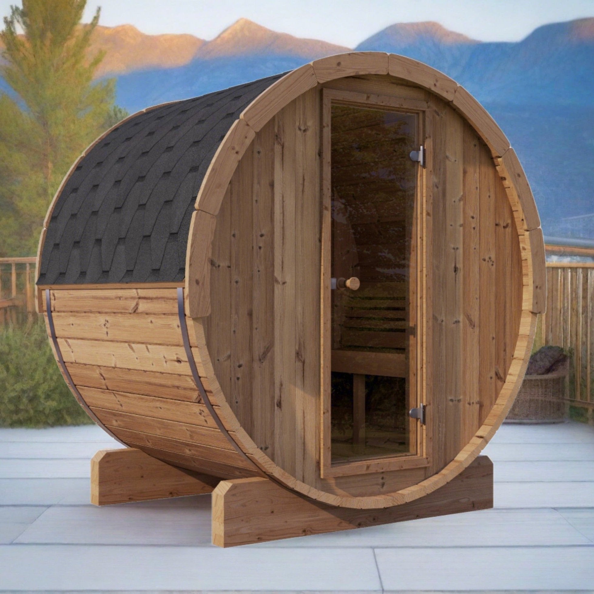 SaunaLife Model E6 2-Person Outdoor Barrel Sauna