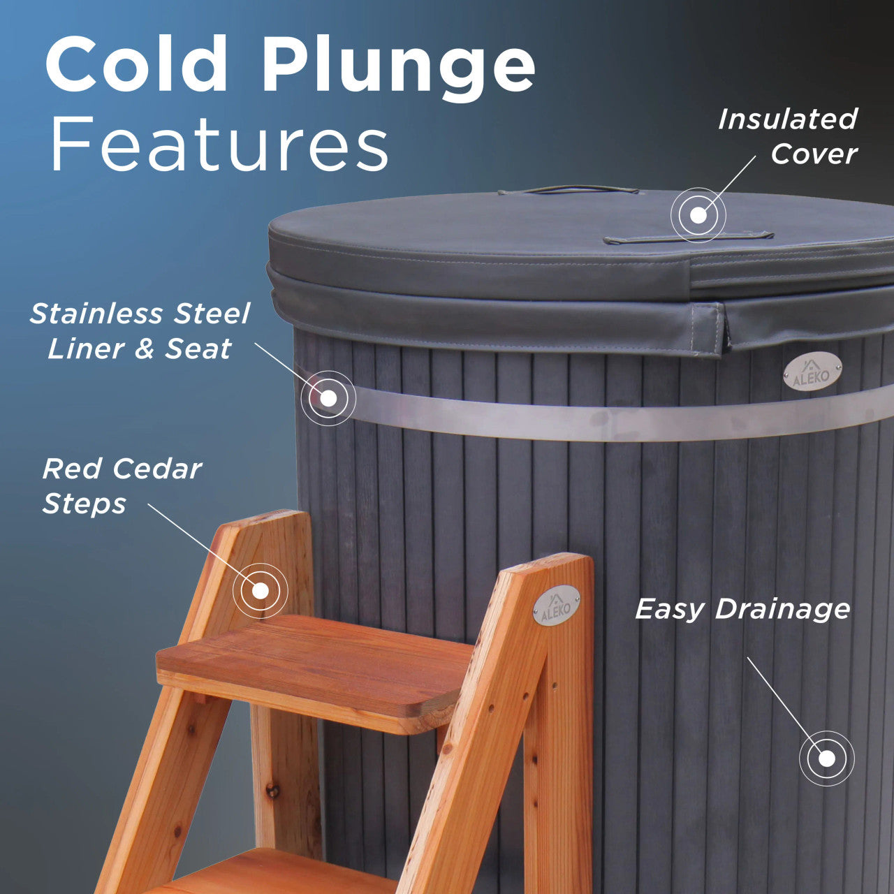 1-Person Vertical Stainless Steel Cold Plunge Ice Bath