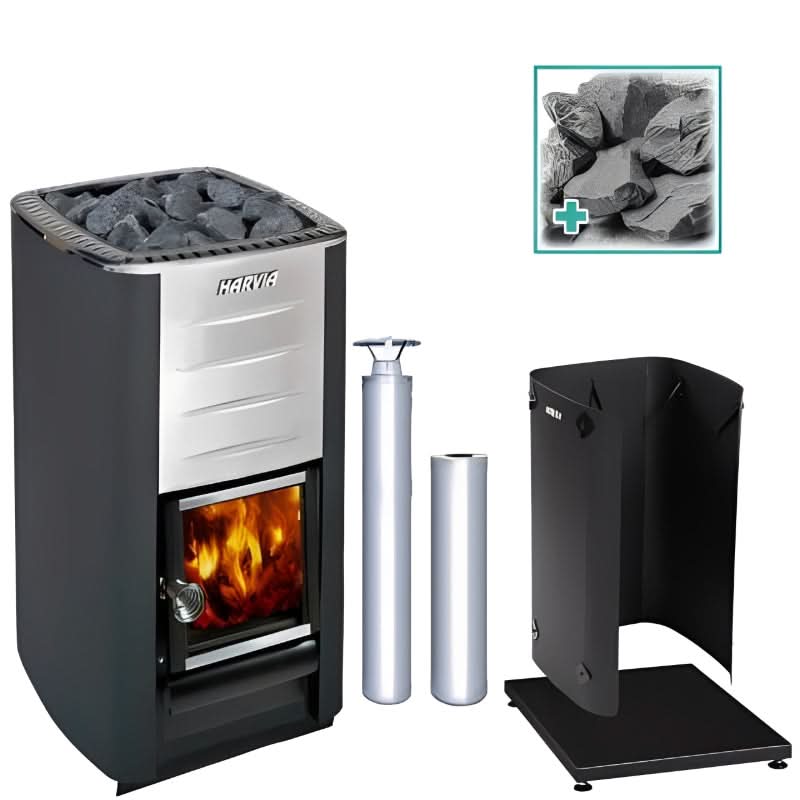 Harvia M3 Wood-Burning Stove Kit – Stainless Steel