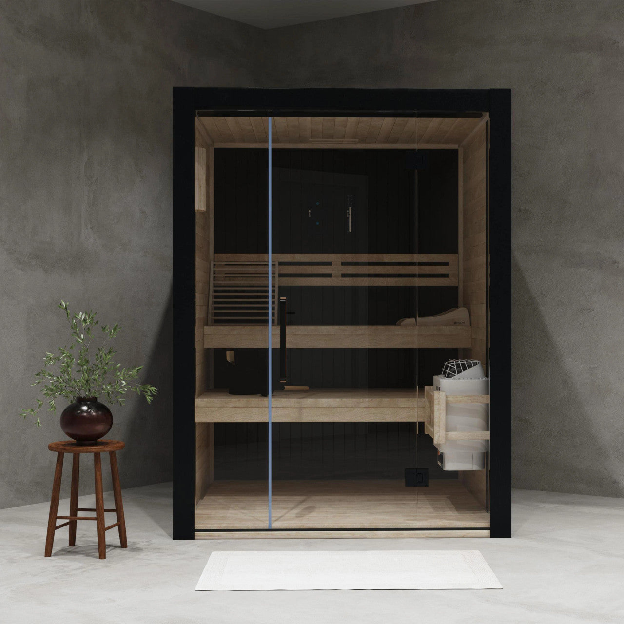 Orchid 3-Person Indoor Canadian Hemlock Traditional Wet/Dry Sauna with Black Finish