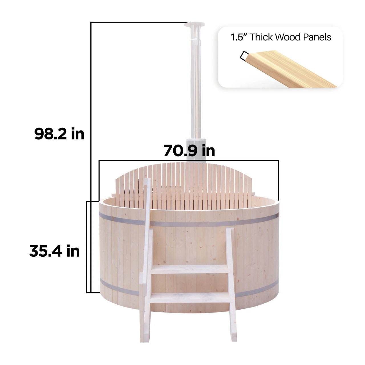 Wood-Fired Pine Hot Tub & Ice Bath with Internal Stove – 4-5 Person