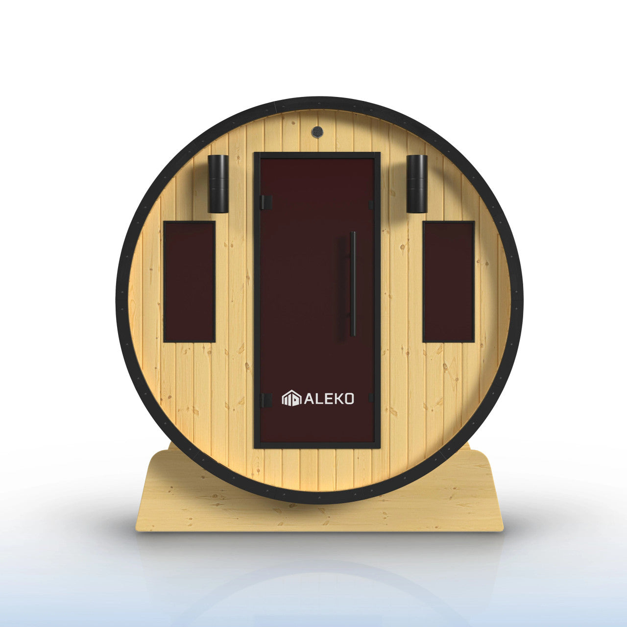 Celasia 3-4 Person Outdoor Finland Pine Traditional Barrel Wet/Dry Sauna with Black Accents