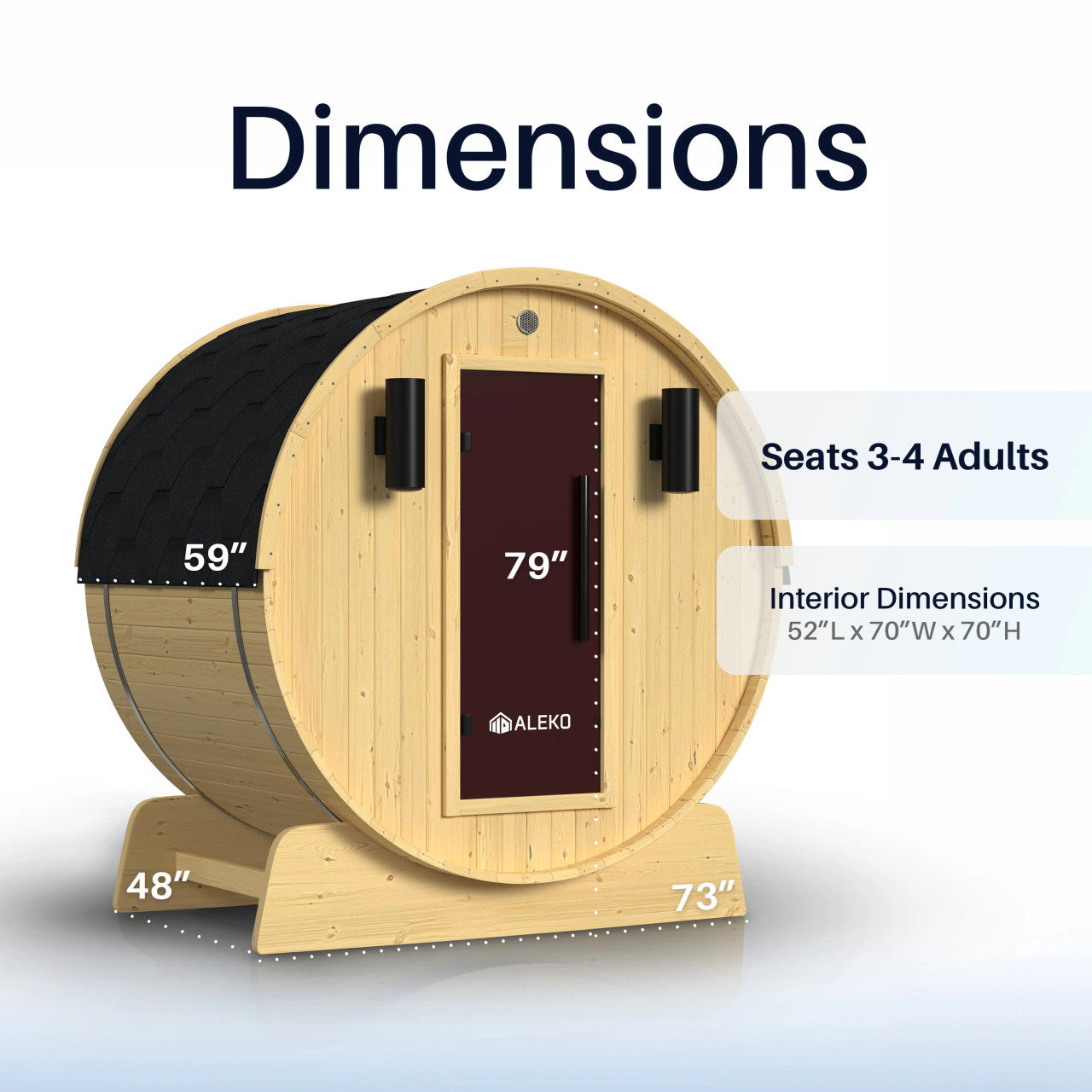 Anémona 3-4 Person Outdoor Finland Pine Traditional Barrel Wet/Dry Sauna