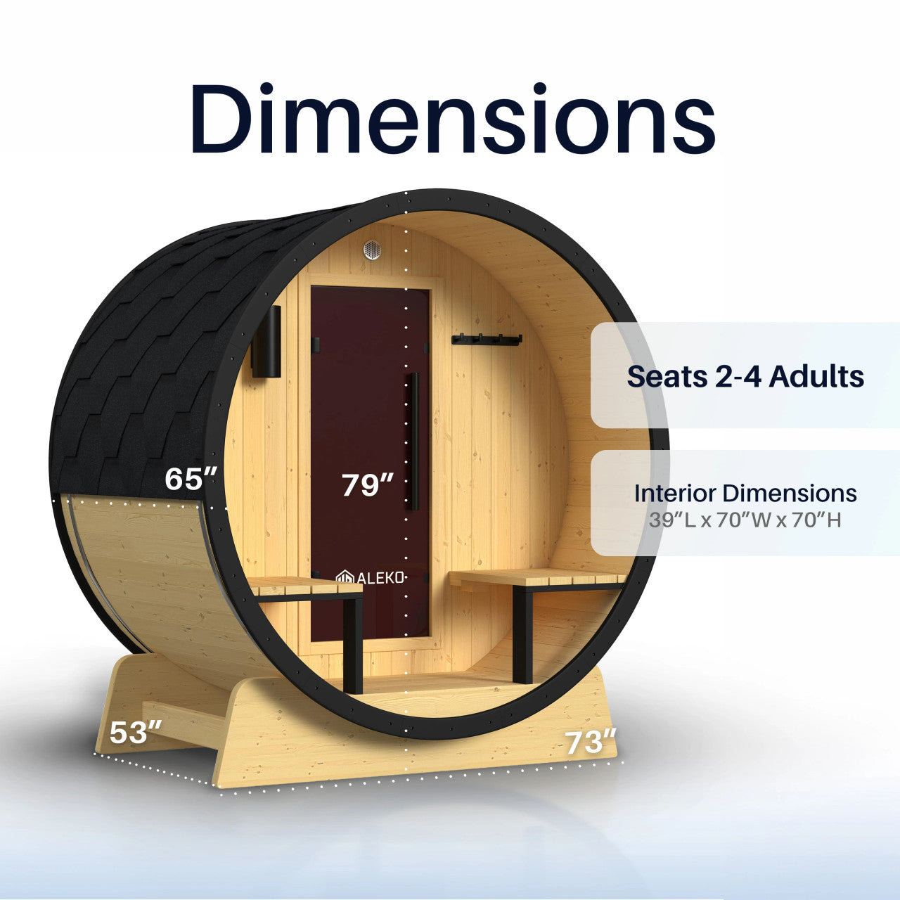 Celasia 2-4 Person Outdoor Finland Pine Traditional Barrel Wet/Dry Sauna with Porch