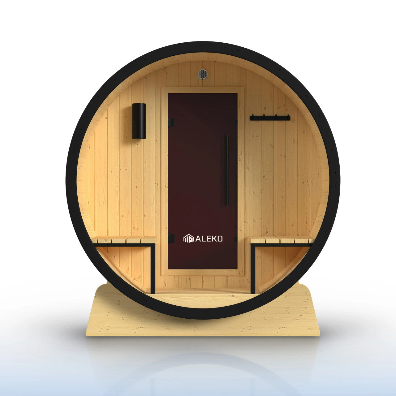 Celasia 2-4 Person Outdoor Finland Pine Traditional Barrel Wet/Dry Sauna with Porch